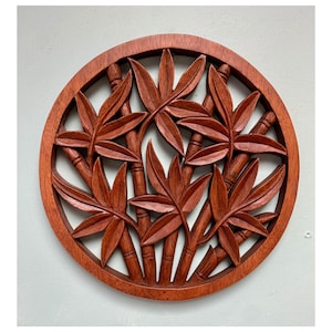 Bamboo Design Wood Carving Plaque