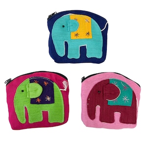 Elephant Coin Purse - Mini Kids Pocket Money Purse Pouch Wallet Coin Children&#39;s Elephant Multicoloured Rainbow Boys Girls Thai Thailand