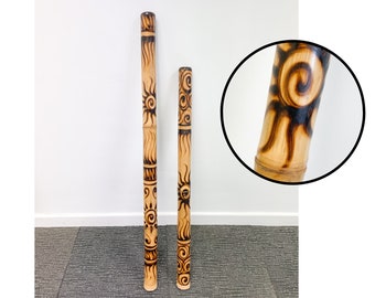 Didgeridoo Sun Design Musical Instrument Burnt Sunburst Fair Trade Handmade African Traditional Aboriginal Bamboo Wooden Wind Instrument