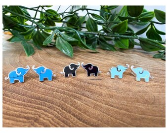 Sterling Silver 925 Elephant Stud Earrings from Thailand, Handmade Animal Earrings, Minimalist Silver Studs, Gift for Her