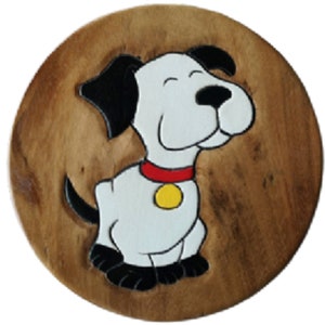 Dog Childrens Wooden Stool Novelty Animal Kids Stool Step Chair Fair Trade Hand Made & Carved Solid Wood Boys Girls 26x26cm