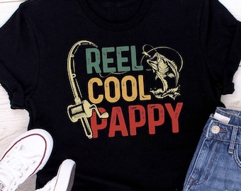 Reel Cool Pappy Shirt Tshirt Pappy Cadeau de petite-fille Petit-fils Anniversaire Fête des pères Cadeau de Noël pour homme Cadeau pour lui Cadeaux pour Pappy