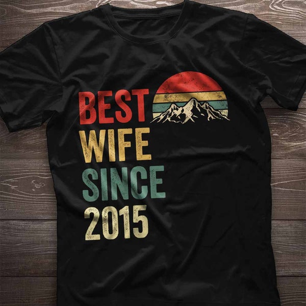 Best Wife Since 2015 Shirt. 9th Anniversary Gift For Wife. 9 Year Wedding Anniversary Gift For Women Idea. Valentines Day Gift For Her