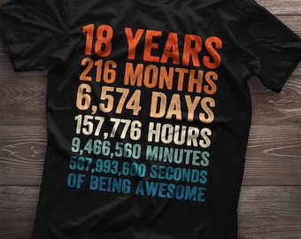18 Years of Being Awesome. 18th Birthday Shirt, 18th Birthday Gift. Birthday Party T-Gift for 18 Year Old Teenagers born in 2006 since 2006.