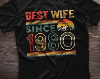 44 Jahre Jubiläum Shirt 44 Jahre Geschenk für Frau seit 1980. 44 Jahre Hochzeitstag Geschenk für Frauen Idee. Süße Geschenk für Sie