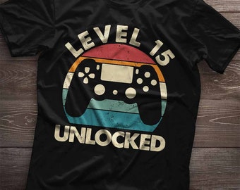 Chemise du 15e anniversaire, 15 ans, quinzième anniversaire, niveau 15 débloqué, chemise de jeu vidéo, chemise de jeu, née en 2009