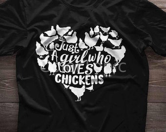 Chemise de poulet. Cadeau de poulet. T-shirt motif cœur juste une fille qui aime le poulet. Noël, cadeau d'anniversaire pour elle, cadeau pour les femmes.