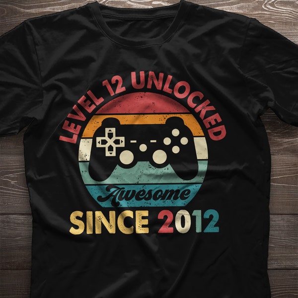 12th birthday gift. Level 12 Unlocked. 12th birthday shirt. Awesome since 2012 Birthday Gift For Boy Gift for Girl. Gaming Gamer Gift Idea