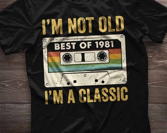 Vintage 43rd birthday shirt, 43rd birthday gift, 1981 birthday t-shirt awesome since 1981, well aged, original parts classic limited edition