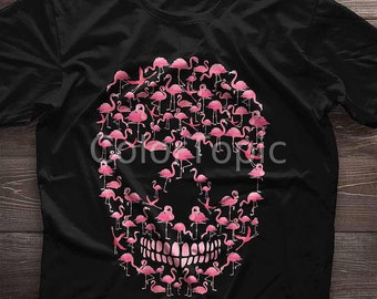 Flamingo Shirt. Flamingo Geschenk. Skull Muster Flamingo T-Shirt. Geschenk für sie, Geschenk für ihn, Geschenk für Frauen, Geschenk für Männer.