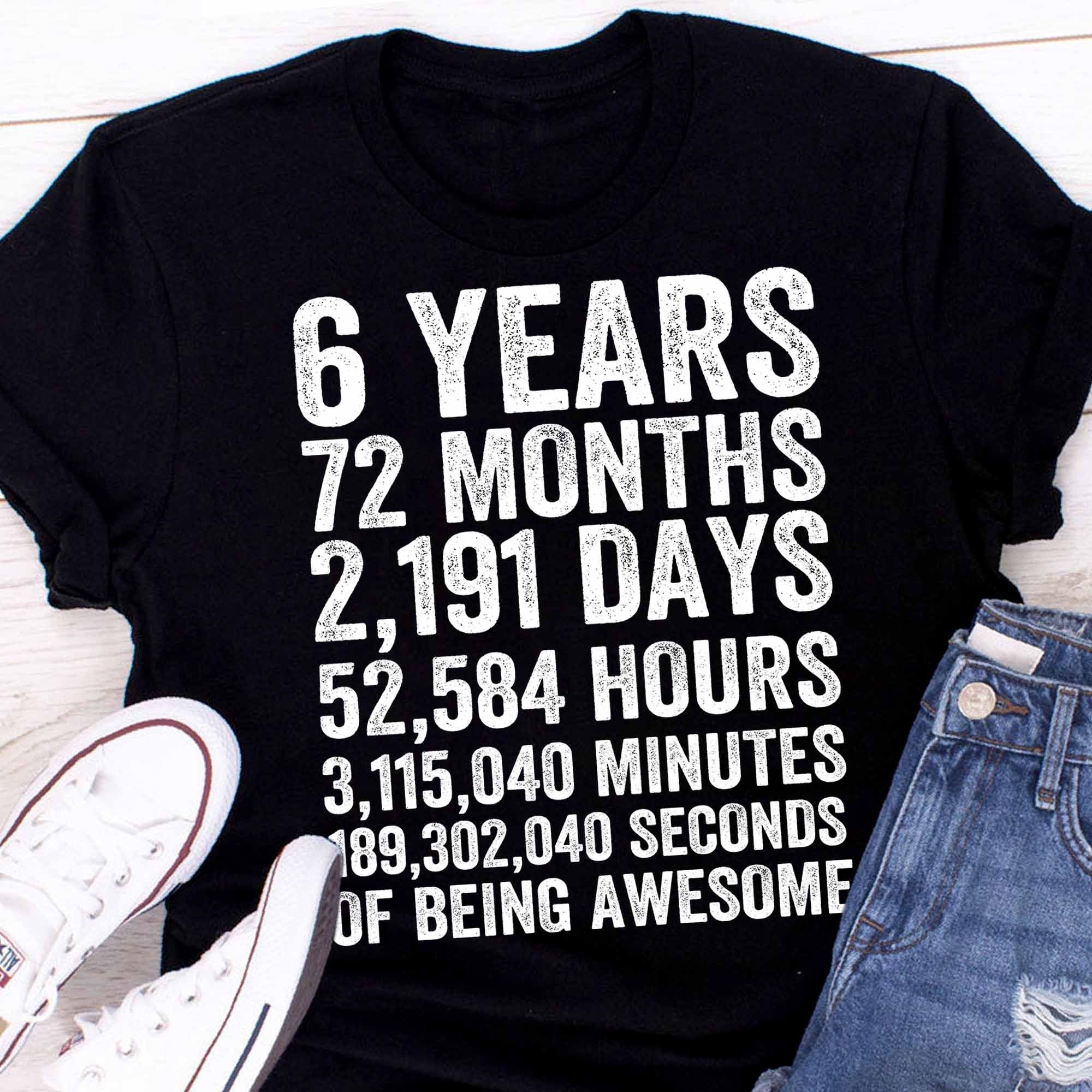 6 years 72 months 2191 days 52584 hours 3115040 minutes etsy