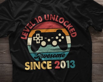 10th Birthday Boy Gamer Shirt Level 10 Unlocked Gift Tee - Etsy