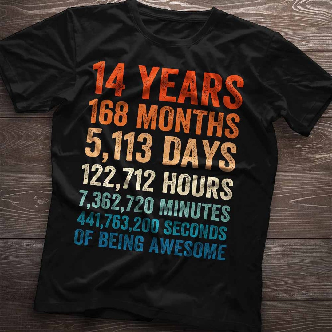 14 Years of Being Awesome. 14th Birthday Shirt, 14th Birthday Gift ...