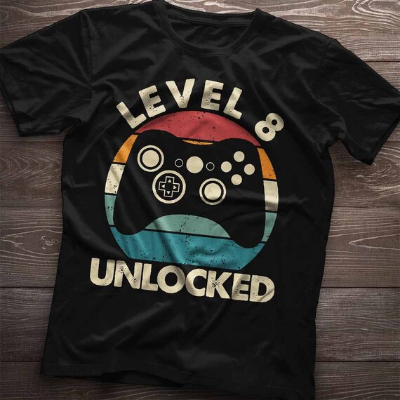 Level 8 Unlocked Gamer Happy Birthday T-Shirt