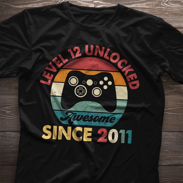 12th birthday shirt. Level 12 Unlocked. 12th birthday gift. 2012 Birthday Party Gaming T-Shirt. Gamer Gift For Boy Gift for Girl Gift Idea
