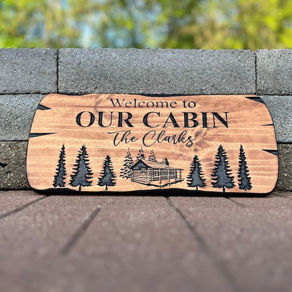 Outdoor Sign, Wood Carved Cabin Sign, Family Sign, Custom Wood Sign, Custom Camp Sign, housewarming gift, Personalized Rustic Home Sign gift