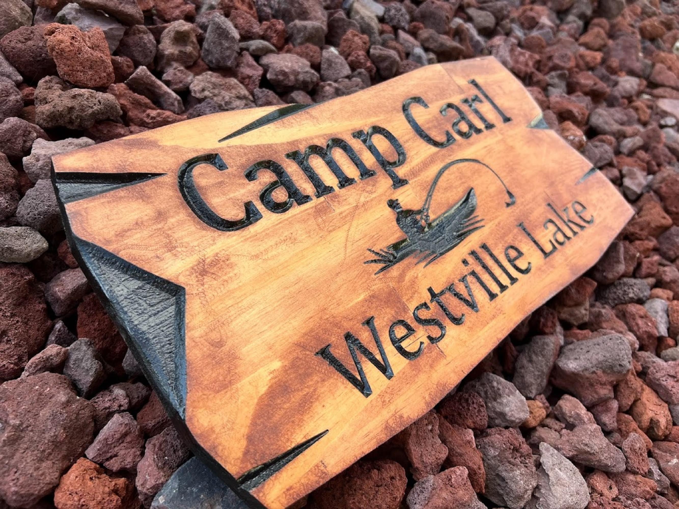 Outdoor Signs, Wooden Carved Cabin Sign, Pine Trees, Custom Wood Sign ...