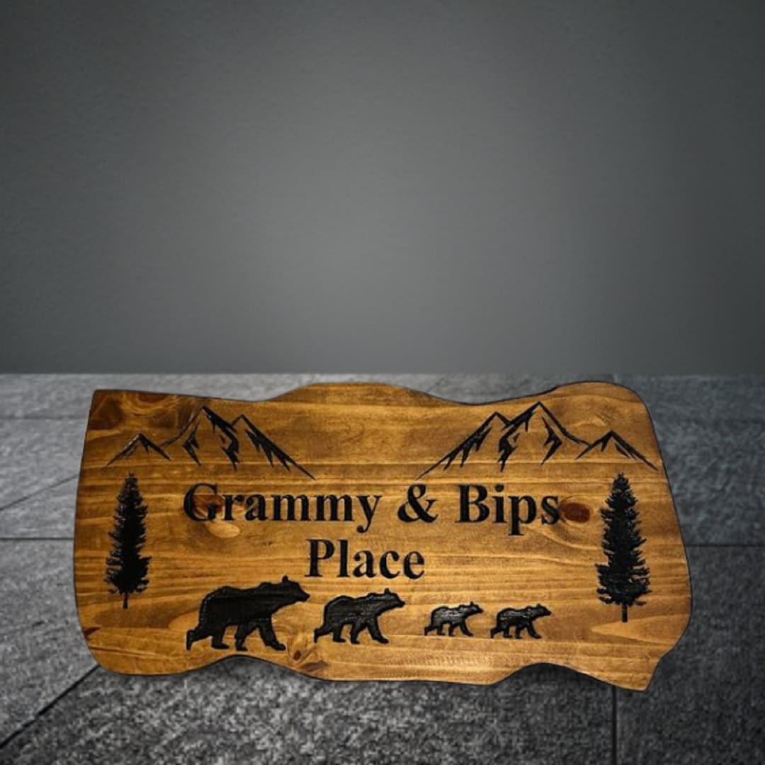 Outdoor Signs, Wooden Carved Cabin Sign, Pine Trees, Custom Wood Sign ...