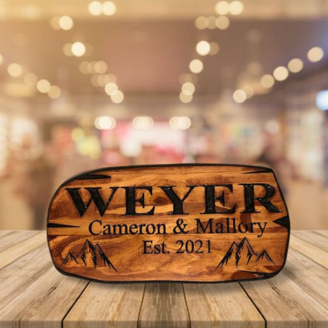 Outdoor Signs, Wooden Carved Cabin Sign, Pine Trees, Custom Wood Sign