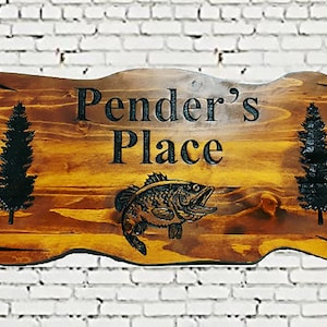 Outdoor Carved Sign - Custom Wooden Carved Cabin Sign - Pine Trees - Camp Sign - Lake house Sign - Cottage Sign - Rustic Signs - Outdoor