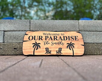 Personalized Wedding Gift for Couple Bridal Shower Gift Wedding Sign Engagement Gift Custom Wood Anniversary Gift Pool Sign beach