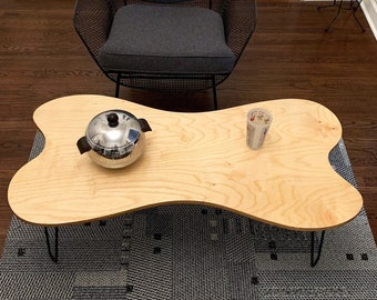 Handmade Birch Plywood Coffee Table | Mid Century Modern Hairpin Legs