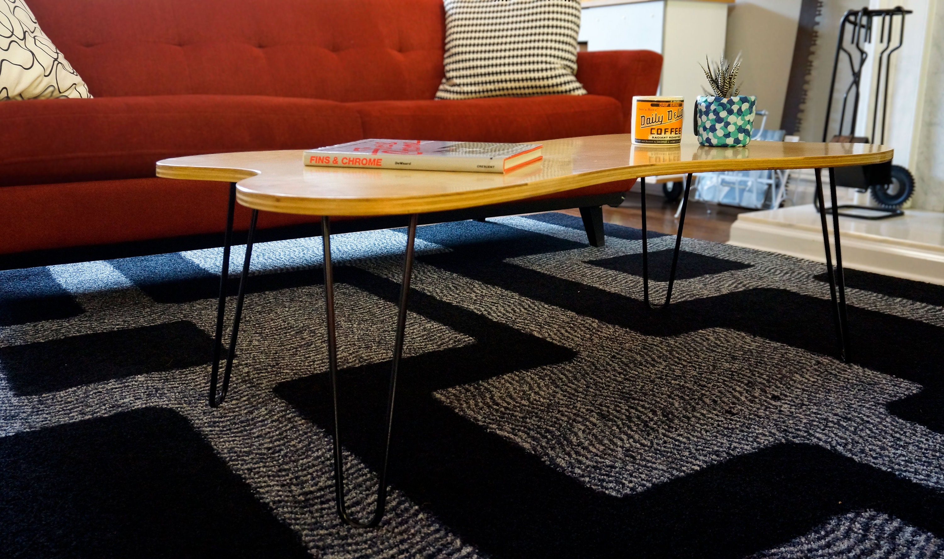 Mid Century Modern Coffee Table Hairpin Legs Funky Coffee Table