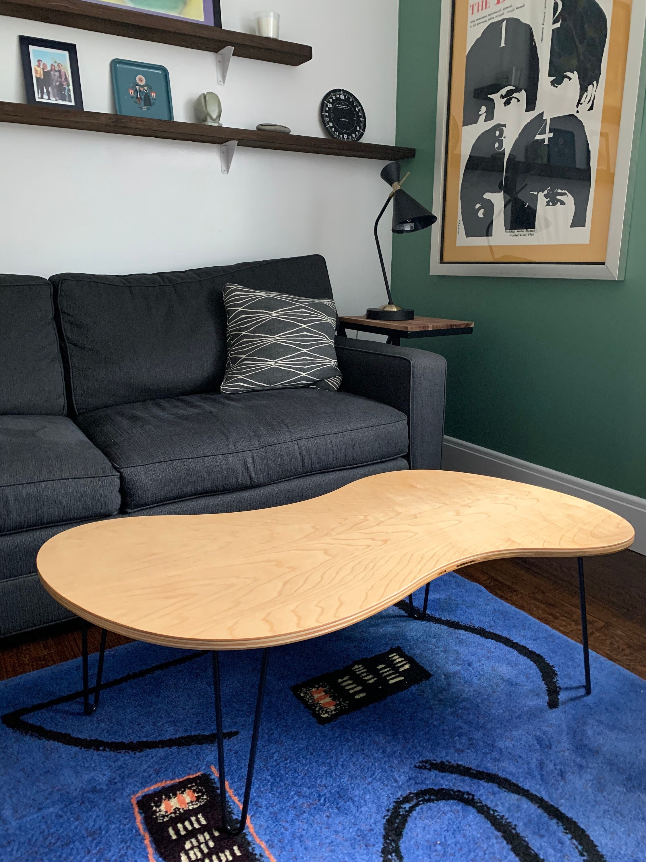 Midcentury Modern Style Coffee Table on Hairpin Legs Handmade Retro