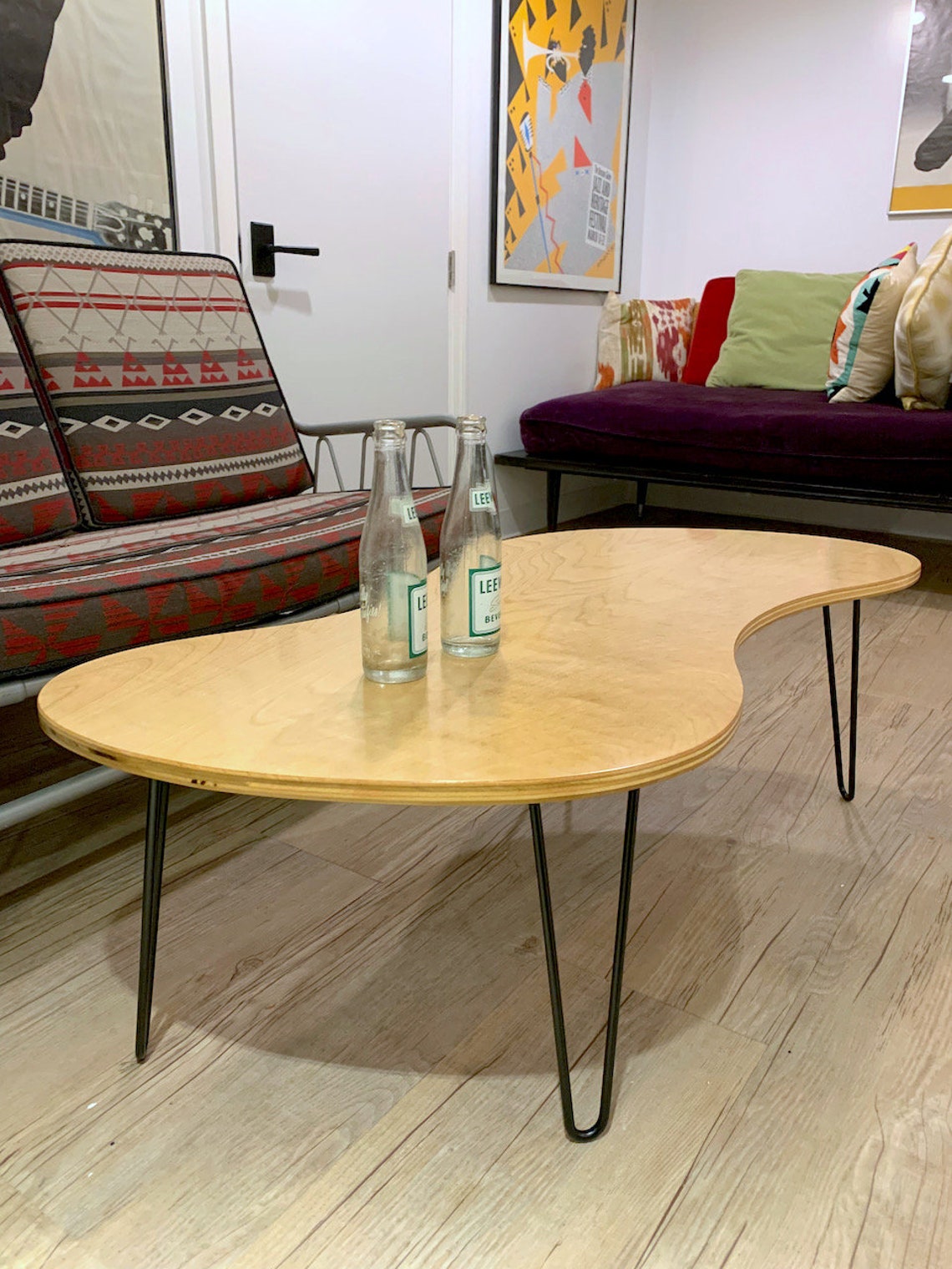 Midcentury Modern Style Coffee Table on Hairpin Legs Handmade Retro