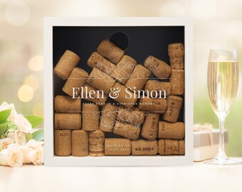 Wedding Couple Names Cork Box, Wine Cork Collection Box, Wine Lover Gift, Wine Cork Display, Wine Engagement Gift, Wedding Gift