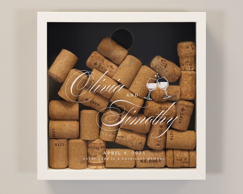 Wedding Couple Names Cork Box, Wine Cork Collection Box, Wine Lover Gift, Wine Cork Display, Wine Engagement Gift, Wedding Gift image 8