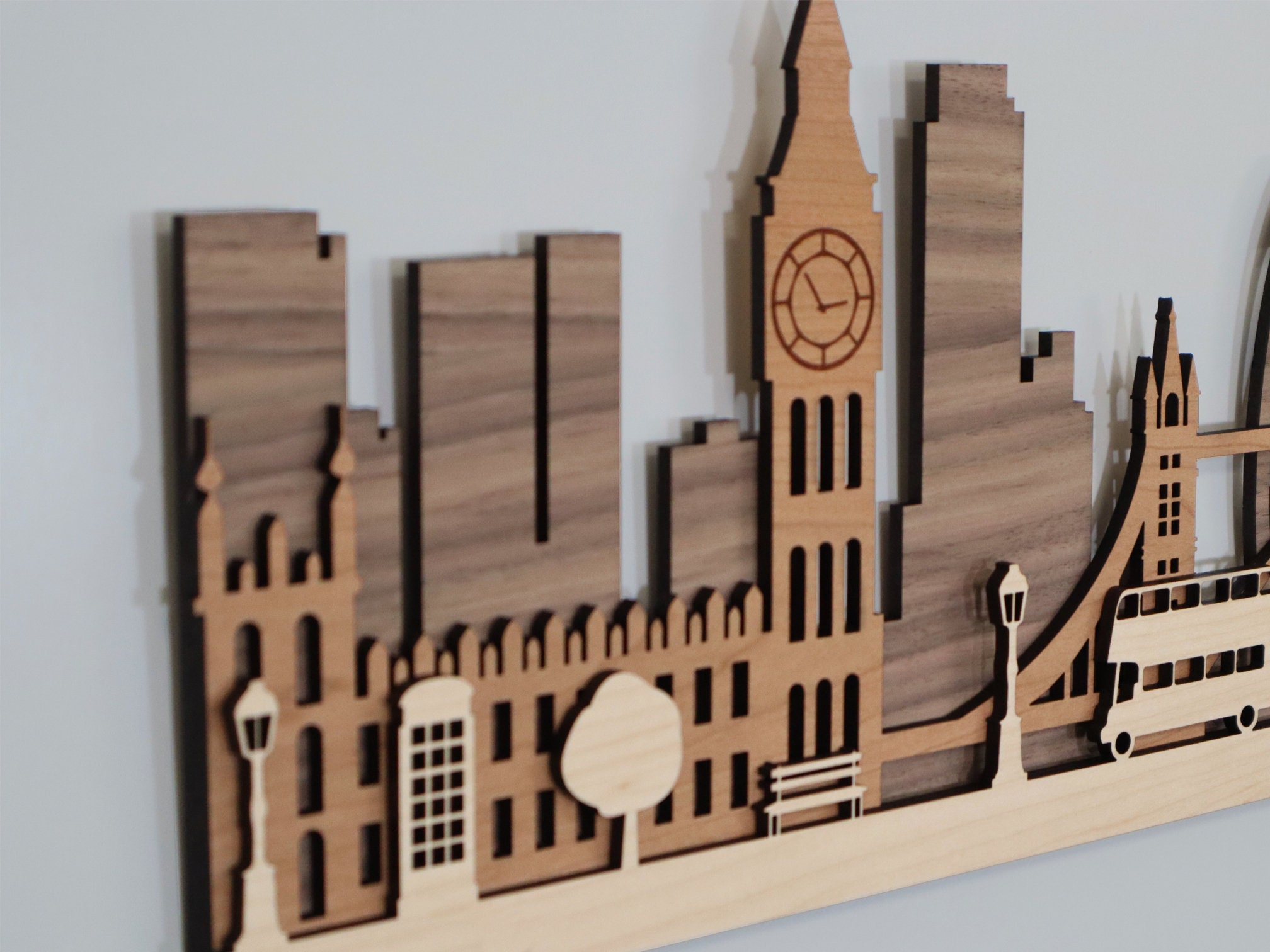 London Skylines Themed Wall Art Wooden Skylines Wall Art Etsy UK