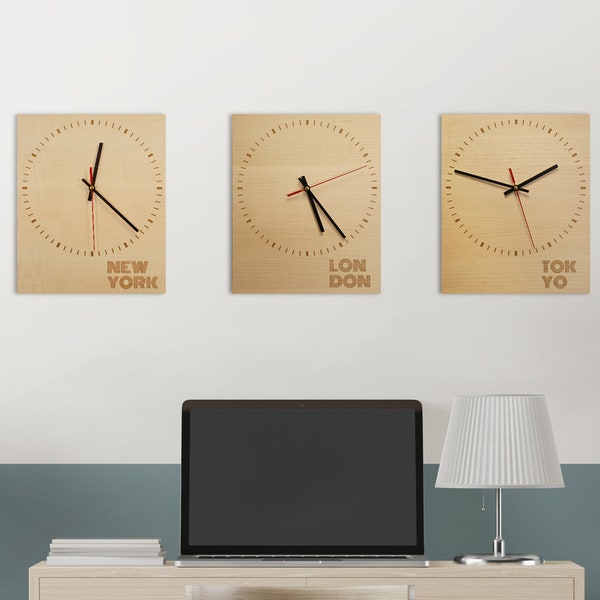 Dual Time Zone Wall Clock Etsy UK