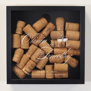 Wedding Couple Names Cork Box, Wine Cork Collection Box, Wine Lover Gift, Wine Cork Display, Wine Engagement Gift, Wedding Gift image 3