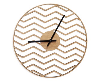 Minimalistic Zigzag Wooden Wall Clock, Geometric Wall Clock, New Home Gift, New Design Clock, Geometric Gift, Chic Design