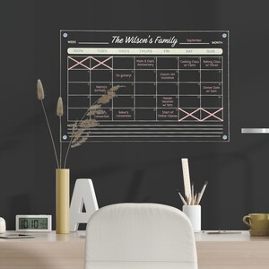 Personalised Acrylic Calendar, Dry Erase Monthly  and Weekly Wall Calendar