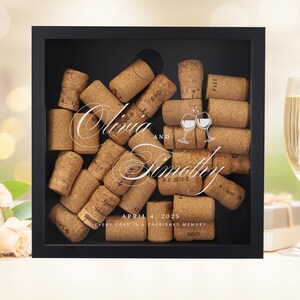 Wedding Couple Names Cork Box, Wine Cork Collection Box, Wine Lover Gift, Wine Cork Display, Wine Engagement Gift, Wedding Gift image 6