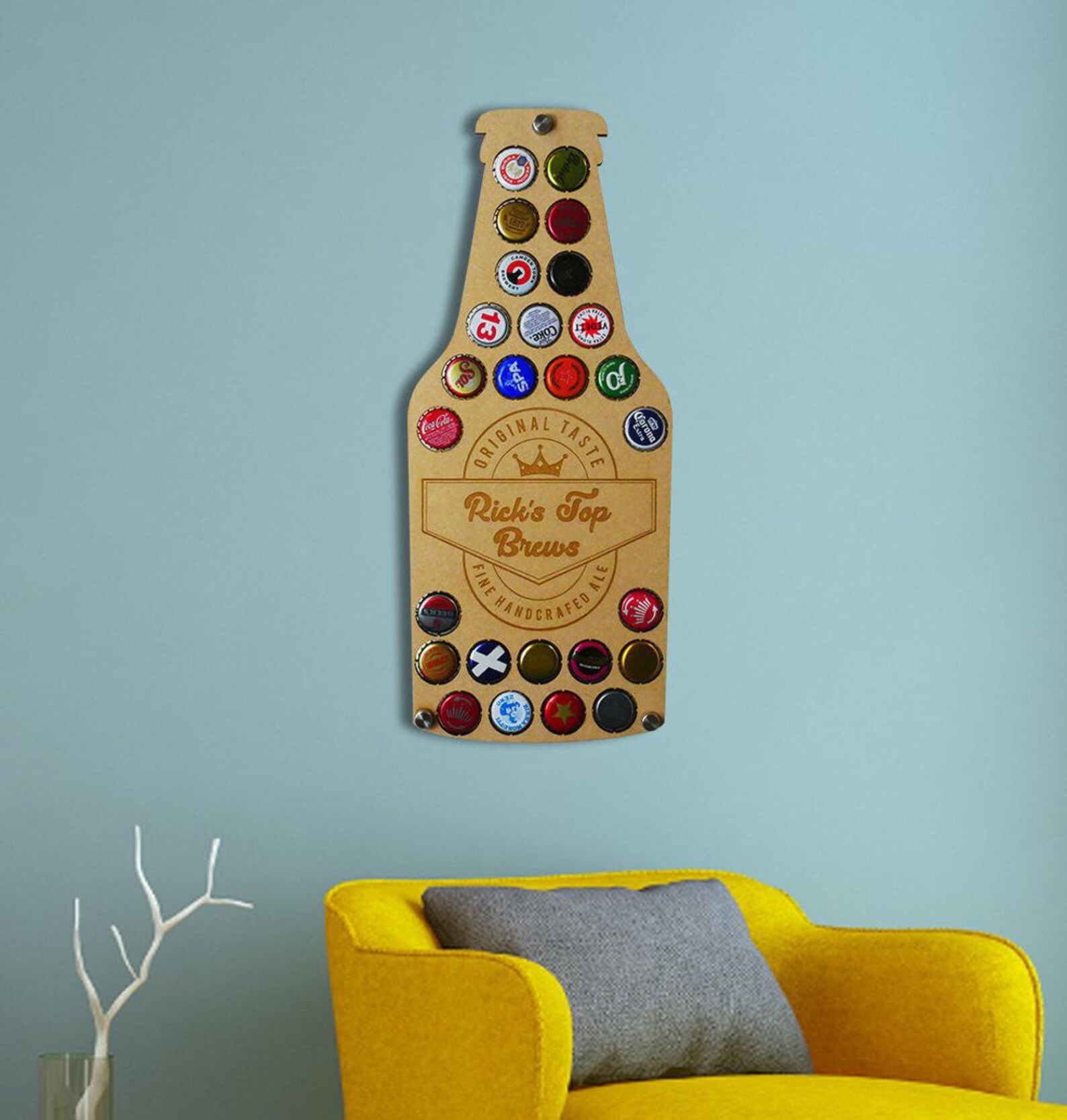 Personalised Beer Bottle Cap Holder with Fixings 26 Bottle Top Etsy