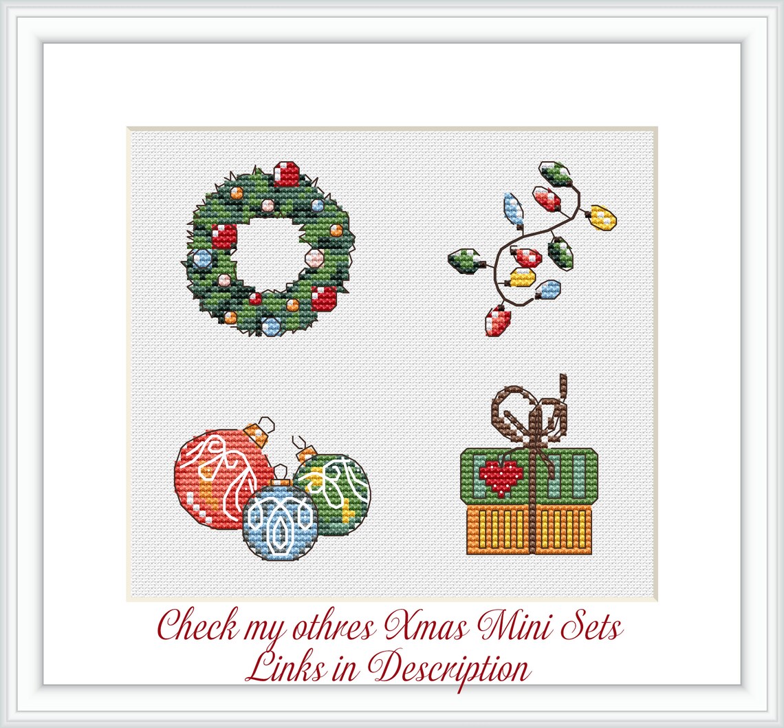 Set of 4 Cross Stitch PDF Patterns of Mini Christmas Elements Etsy