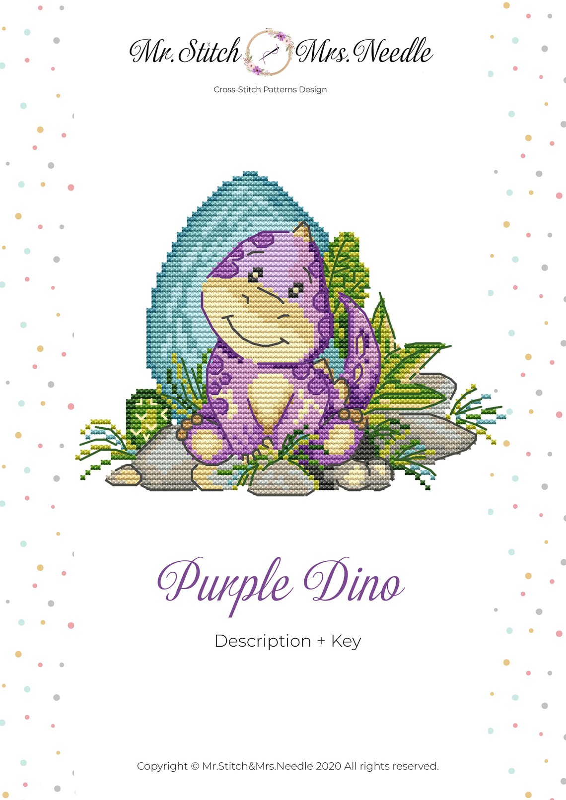 Dinosaur Cross Stitch Pattern Baby Dino Embroidery Chart Etsy