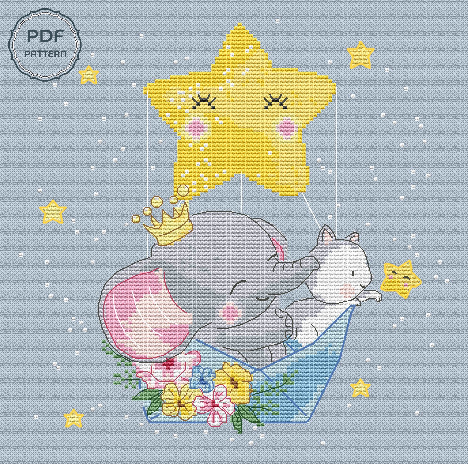 Baby Elephant Cross Stitch Pattern Nursery Cross Stitch for Etsy