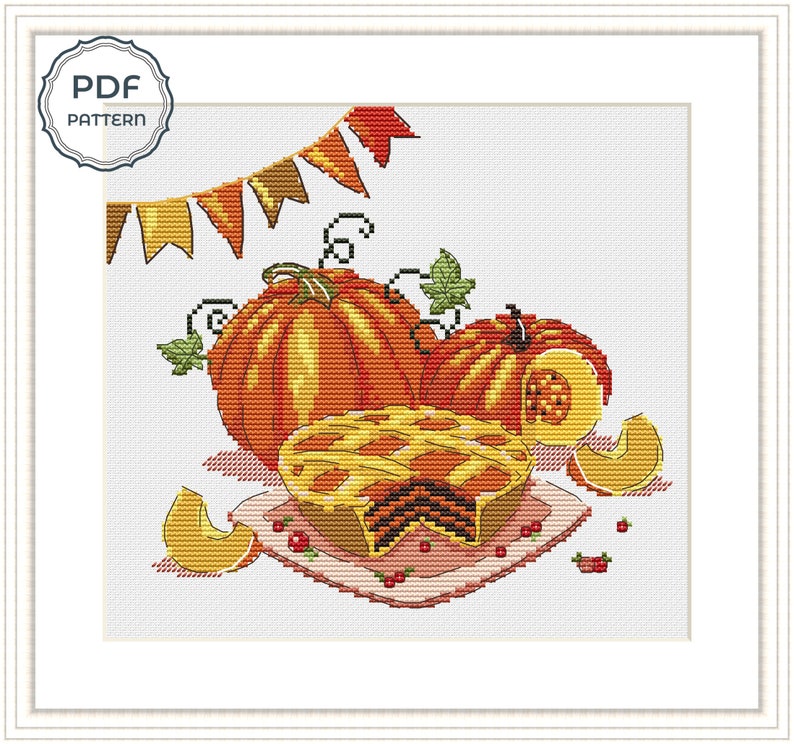 Pumpkin cross stitch pattern Autumn Fall Thanksgiving | Etsy