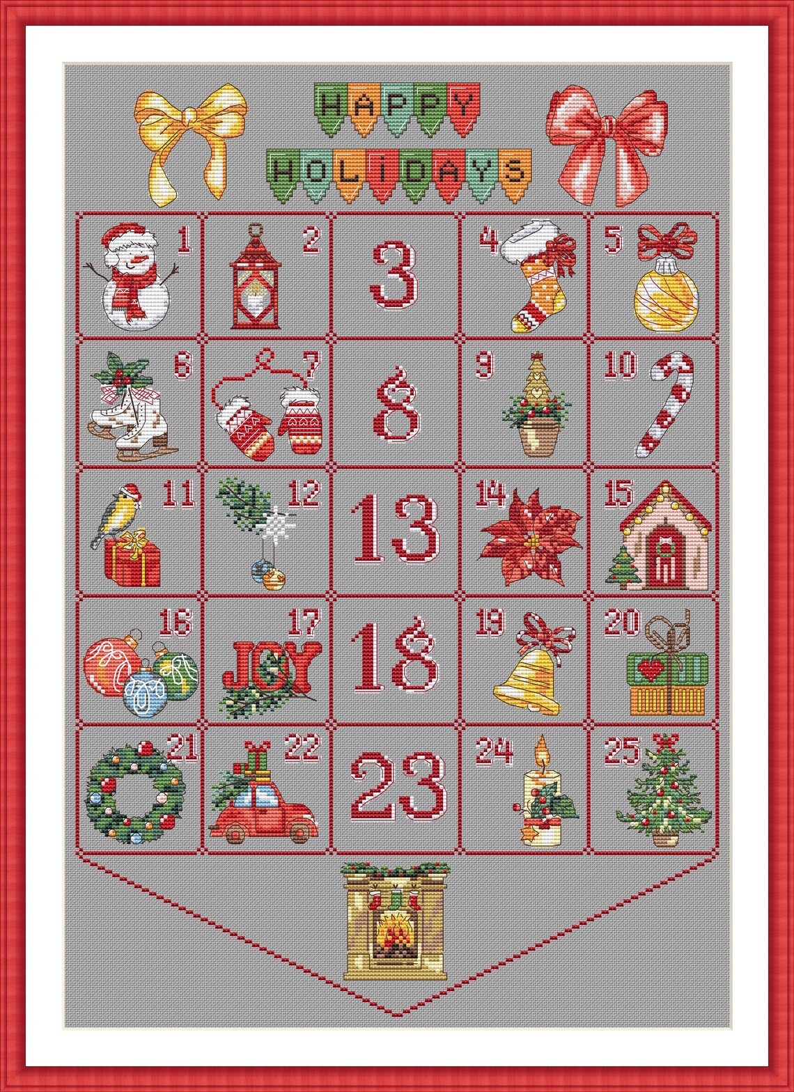 Advent calendar cross stitch PDF pattern Winter cross stitch Etsy