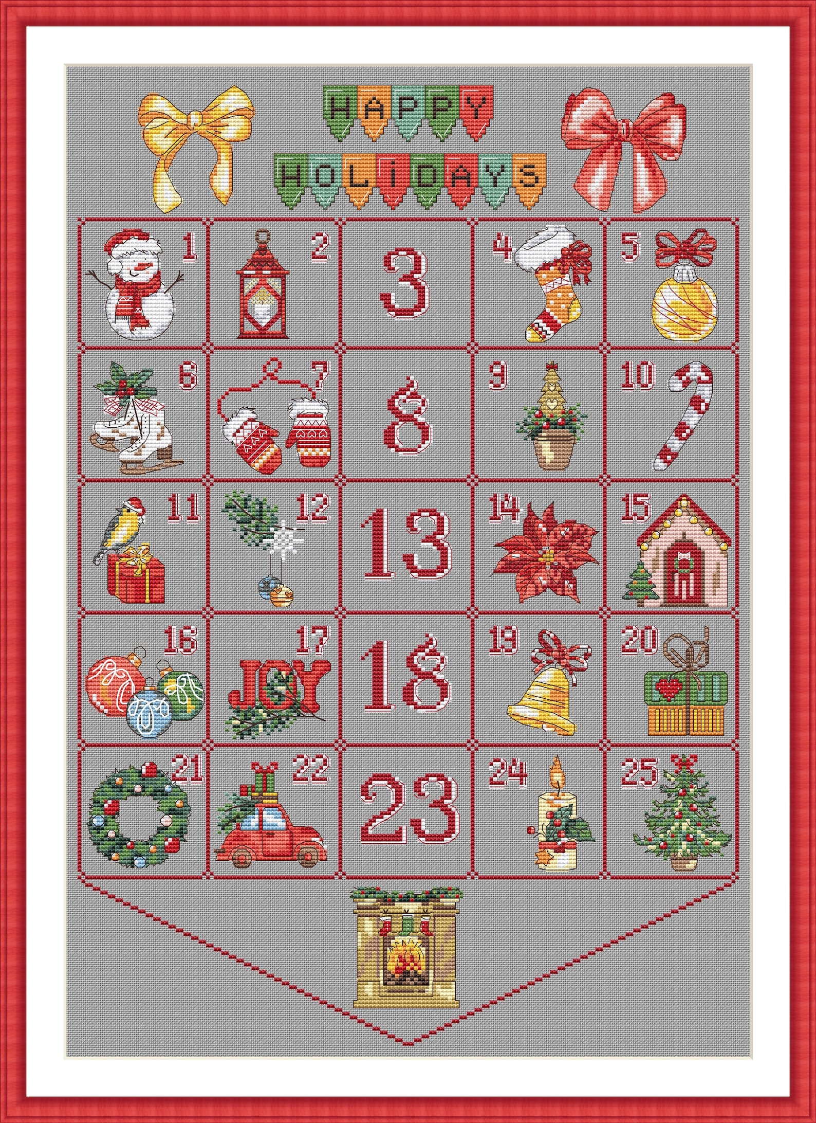 Advent Calendar Cross Stitch PDF Pattern Winter Cross Stitch Etsy