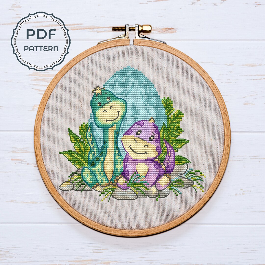 Dinosaur Cross Stitch Pattern Baby Dino Cross Stitch Animal Etsy