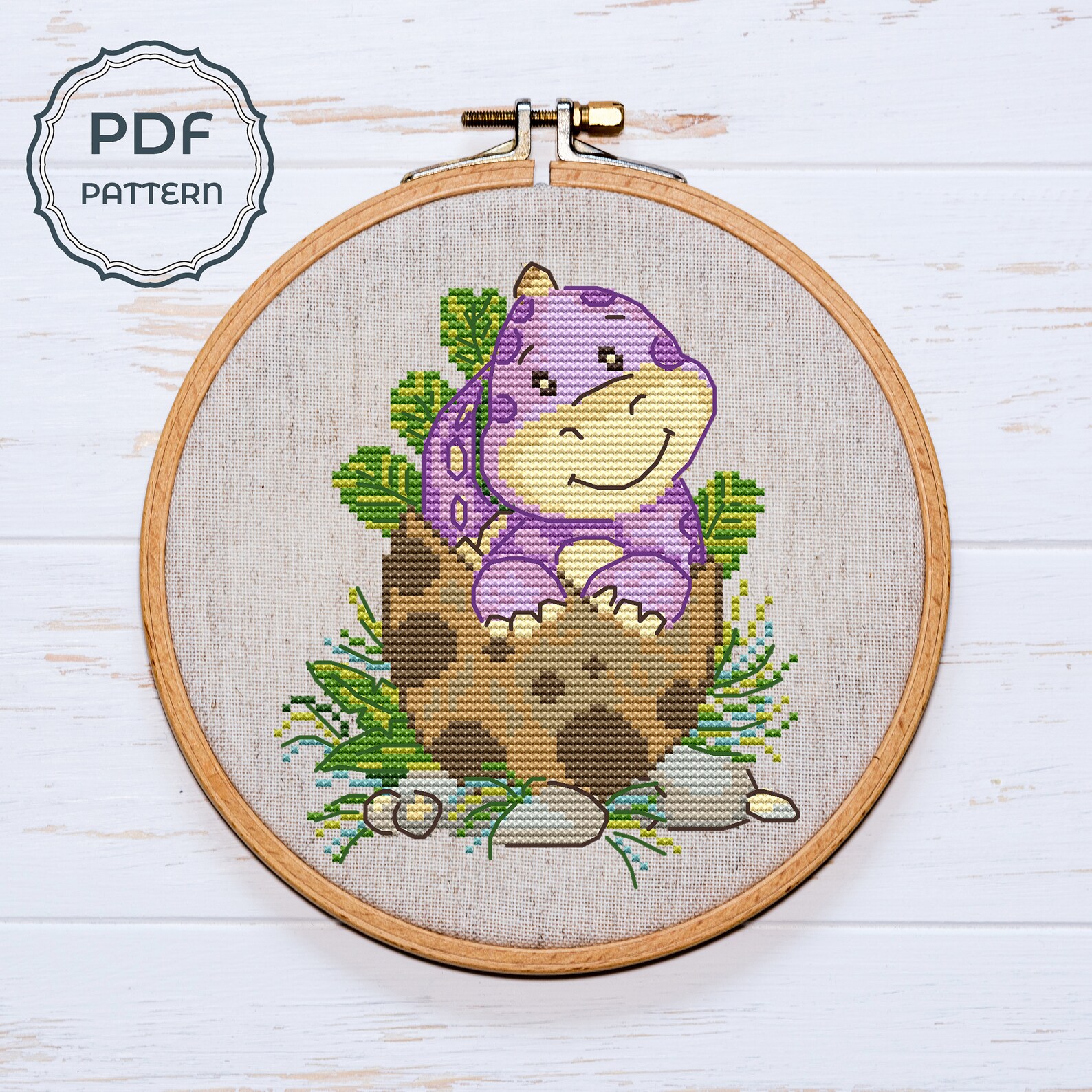 Baby dino cross stitch pattern Nursery cross stitch Animal Etsy.de