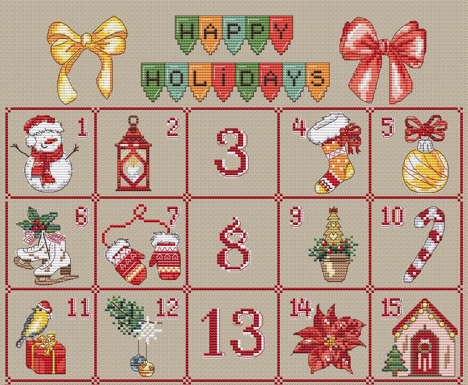 Christmas Cross Stitch Pattern Advent Calendar 31 Days Etsy