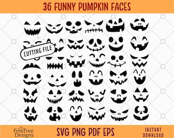 Pumpkin Face Svg Bundle Halloween Jack O Lantern Faces Svg Pumpkin Face ...