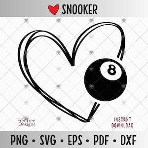 Snooker Heart SVG: Love Billiards Monogram Frame (Digital Download)