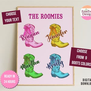 Custom Roommate Cowgirl Boots Print: Trendy Dorm Decor (Digital Download)